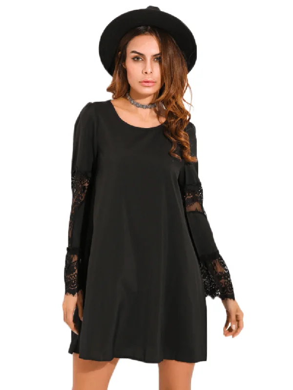 Women Crochet Lace Hollow Out Dress