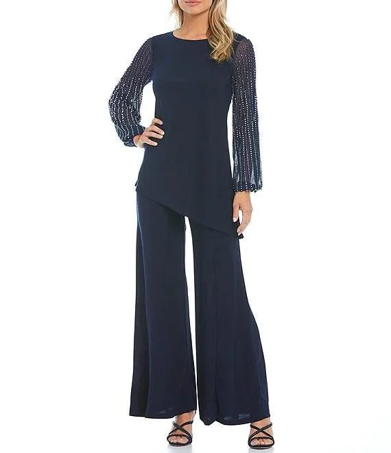 Marina Beaded Long Sleeve 2 Piece Formal Pant Set