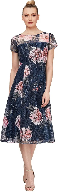 SL Fashions 9119375 Floral Midi Formal Dress Sale