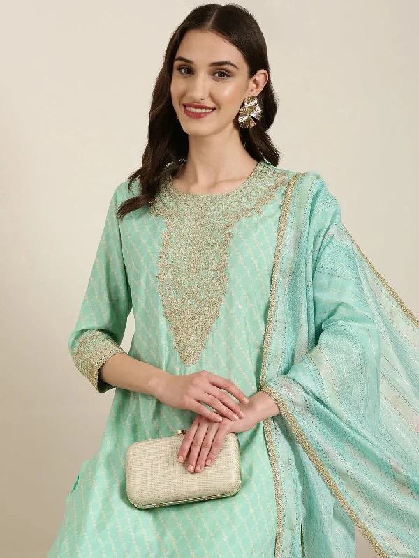 Women Sea Green Printed Kurta Set-GW-3458-Seagreen