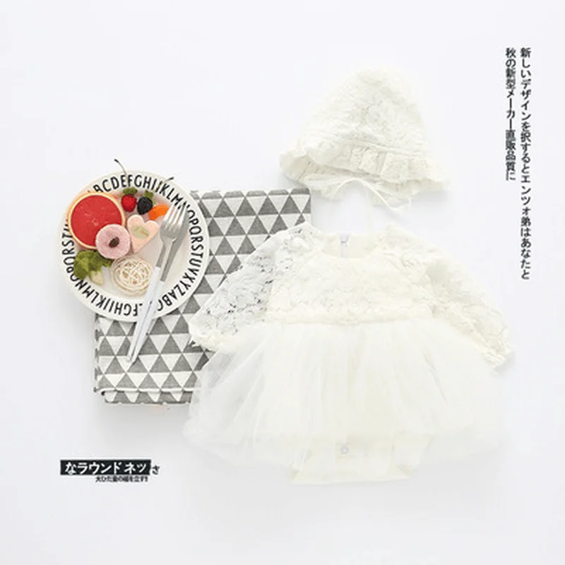 Qz7013 on Behalf of One Generation Ins Infant Explosion Lace Dress with Hat Gauze Dress.