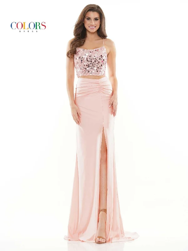 Colors 2688 Colors Long Formal Two Piece Beaded Prom Dress