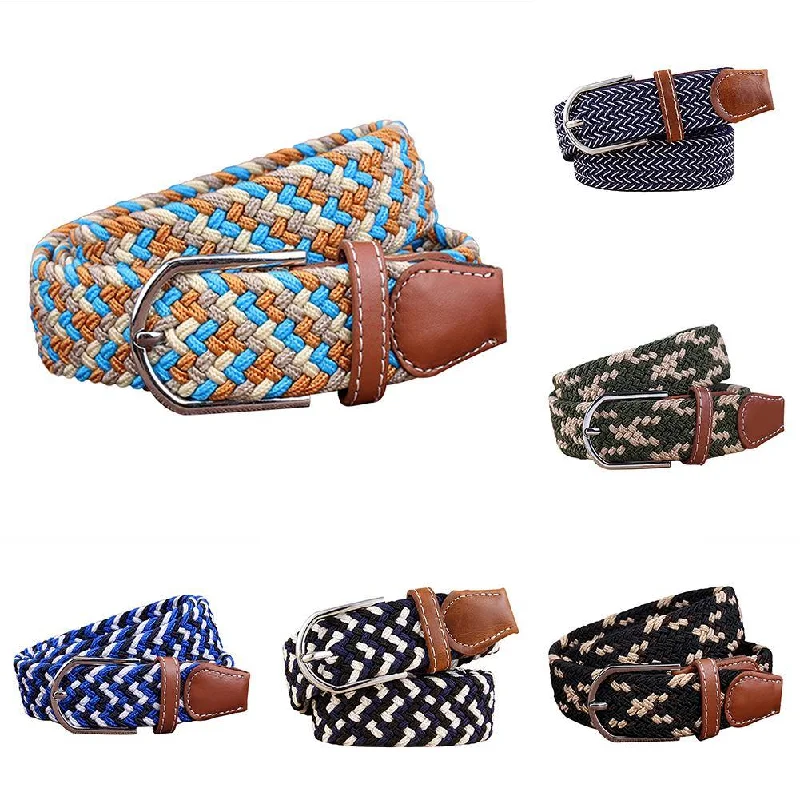 Fashion Woven Braided Fabric Comfort Stretch Casual Dress Belt for Men Women