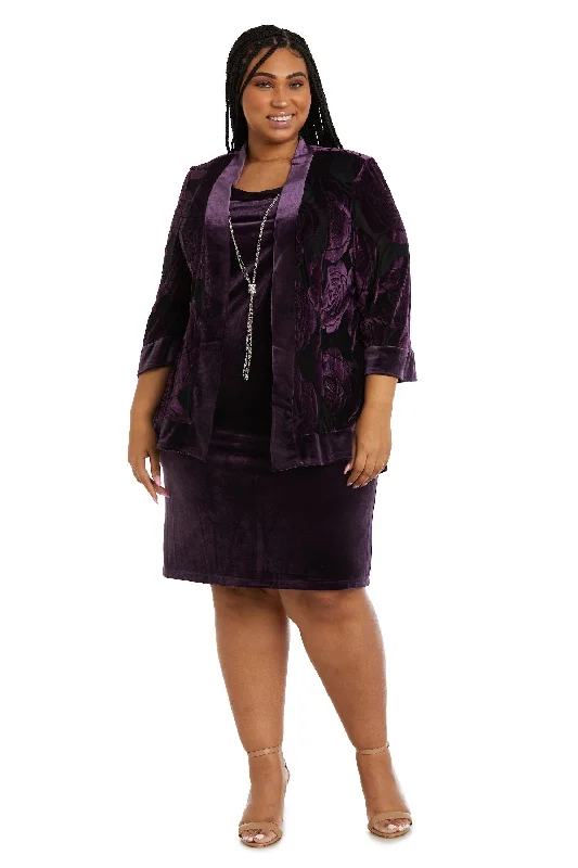 R&M Richards 9027W Short Plus Size Velvet Dress