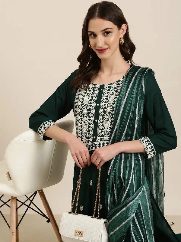 Women Green Solid Kurta Set-BC-SK-1617-Green