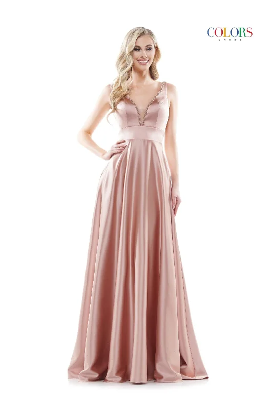 Colors 2578 Colors Long Formal Sleeveless Beaded Prom Gown