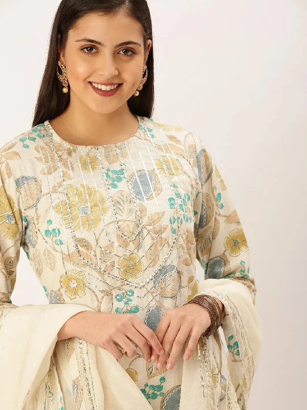 Women's Off White Printed Kurta Set-UB-2279-Offwhite