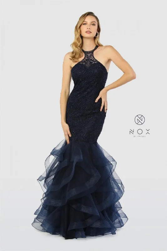 Long Ruffled Prom Dress Mermaid Evening Gown