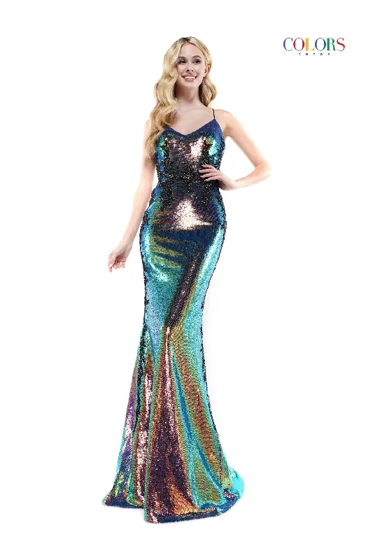 Colors 2519 Colors Long Spaghetti Strap Sexy Prom Dress