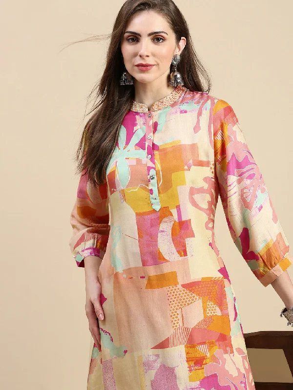 Women Abstract Multi A-Line Kurta Set-DW-5698-Multi