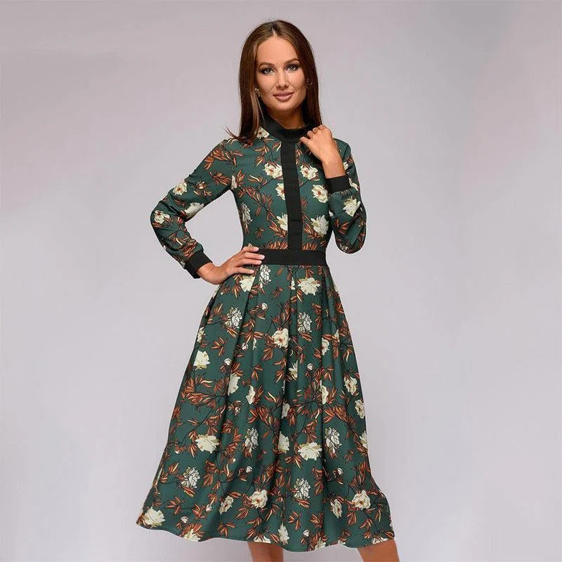 Printed women's stitching dress