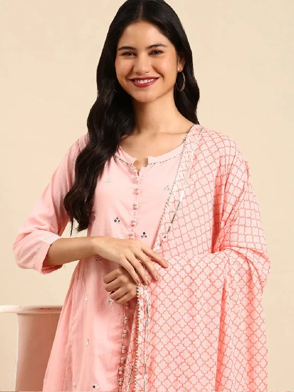 Women's Pink Solid Kurta Set-FS-2832-Pink