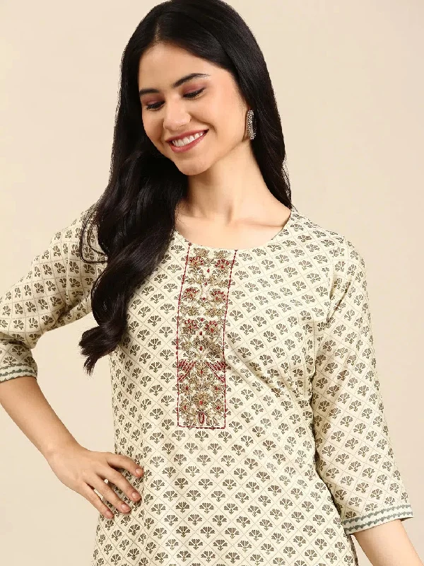 Women's Green Printed Kurta Set-SKC-3365-Green