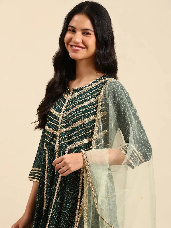 Women's Green Printed Kurta Set-FS-176-Green