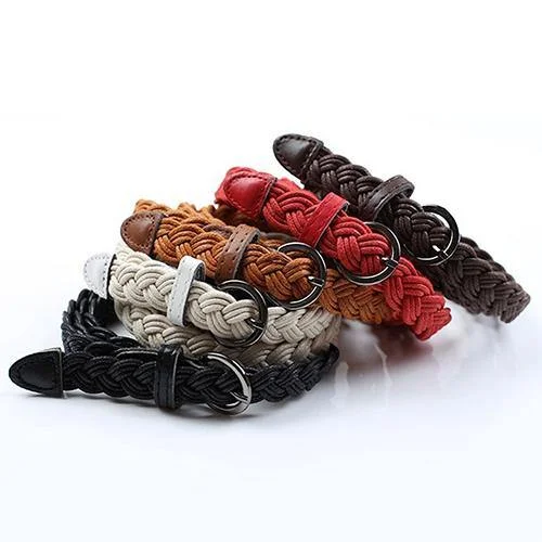 Women Fashion Braided Rope Pin Buckle Belt Wild Casual Dress Decorative Belt