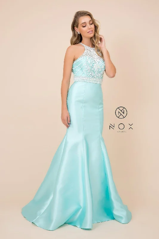 Long Fitted Formal Open Back Mermaid Prom Dress