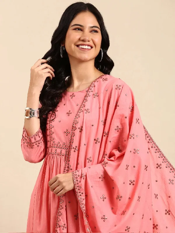 Women's Pink Solid Kurta Set-GW-2987-Pink