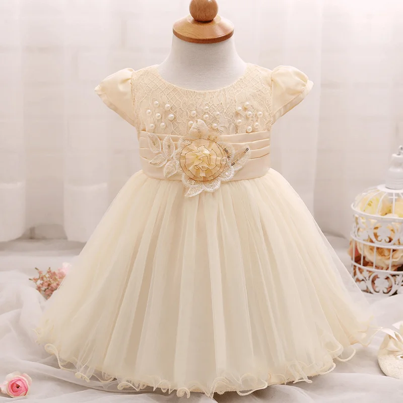 New Flower Lace Baby Skirt, Baby Baby Bright Pearl Children'S Dress, European and American Children'S Dress Wholesale