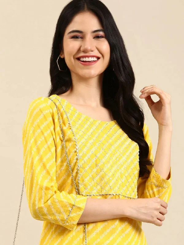 Women's Yellow Solid Kurta Set-SS-422-Yellow