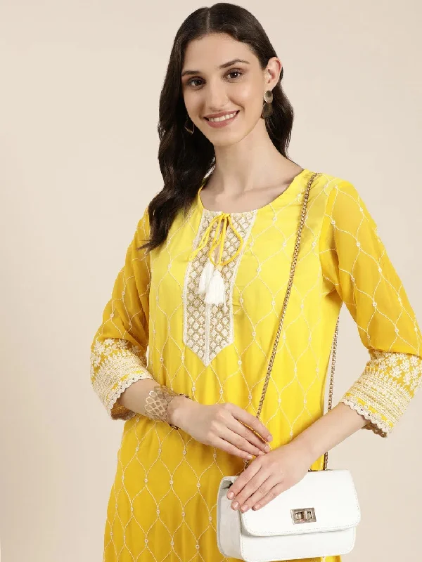 Women Yellow Solid Kurta Set-TF-16-Yellow