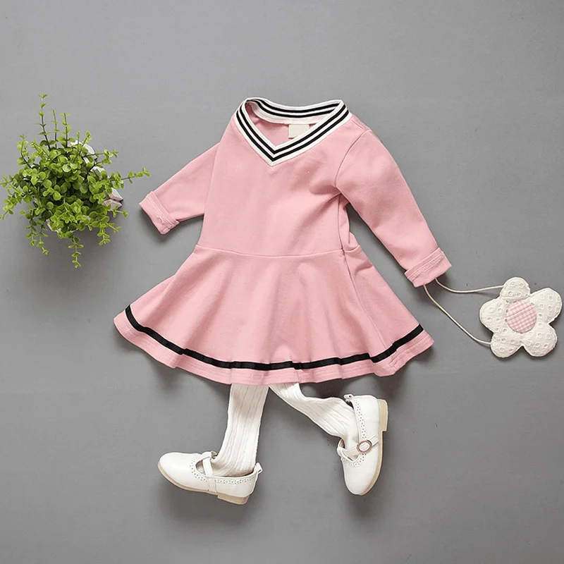 Girls Autumn Outfit, 0-1-2-3 Years Old Female Baby Long Sleeve Dress, Infant Head Skirt, One for E3082