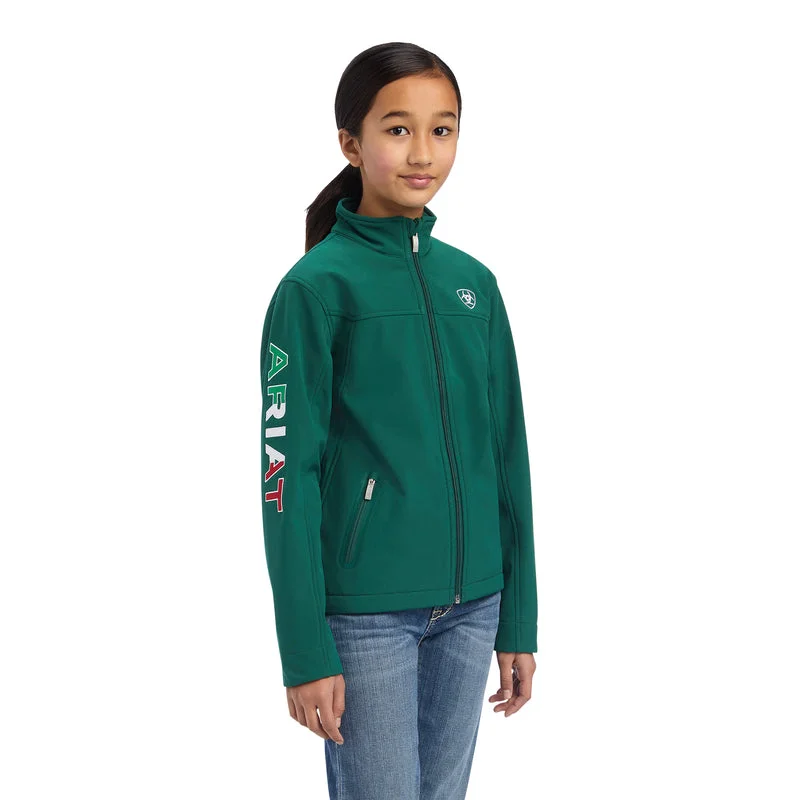 Ariat Youth New Team Softshell MEXICO Water Resistant Jacket, Verde