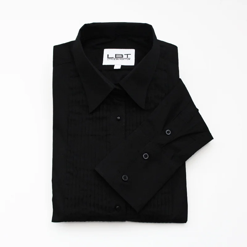 Black Laydown Collar Tuxedo Shirt