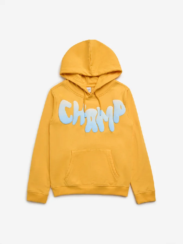 HOP Kids Yellow Text Embossed Hoodie