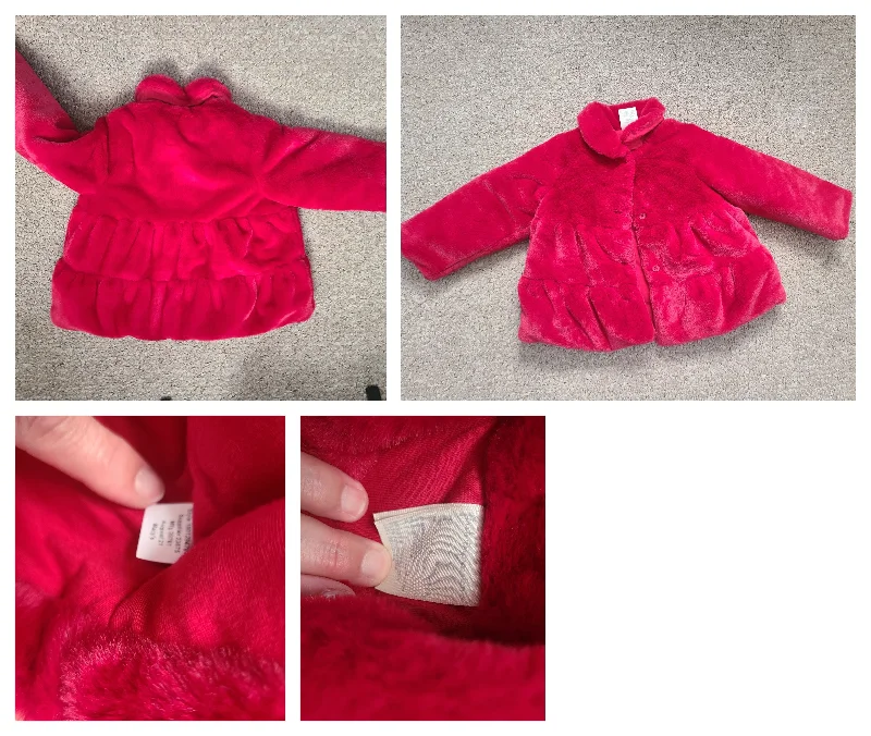 first impressions red faux fur coat 18-24 Months