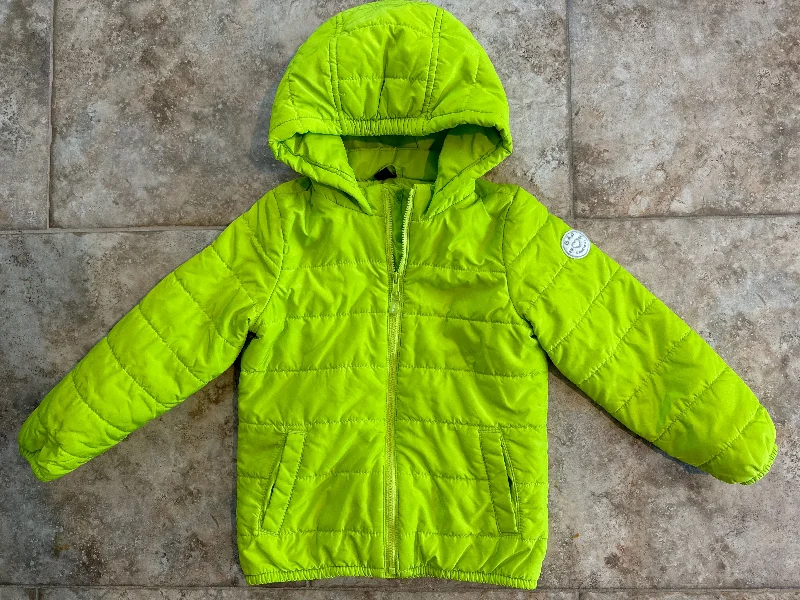 GAP Neon green puffer hooded jacket 5T/5