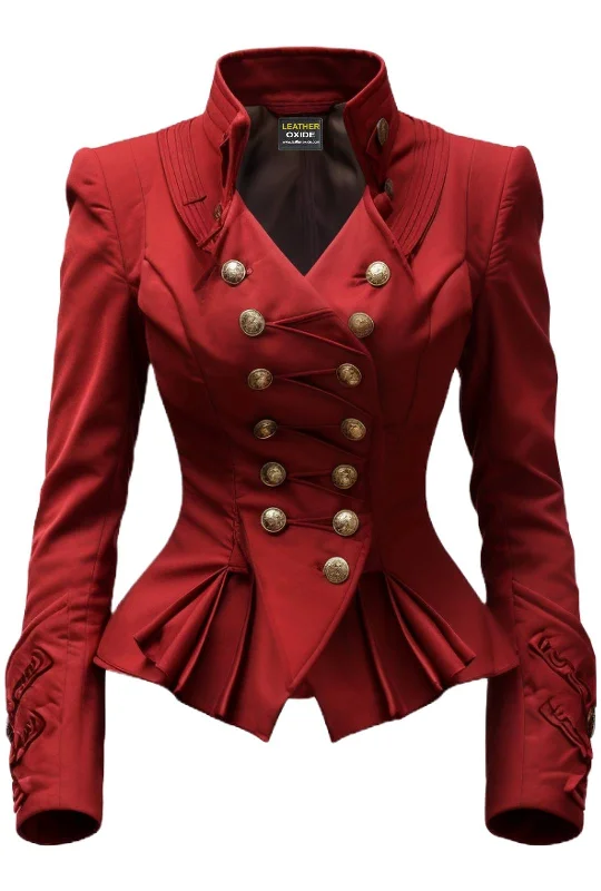 Women Red Stylish Cotton Fancy Outerwear