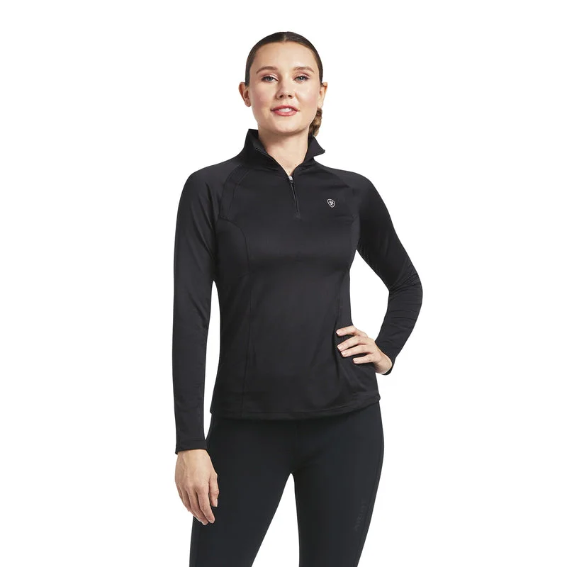 Ariat Women's Sunstopper 2.0 1/4 Zip Baselayer, Black