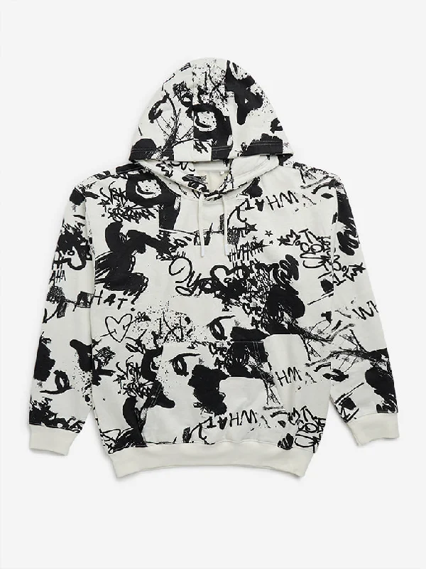 Y&F Kids Black Abstract Design Hoodie