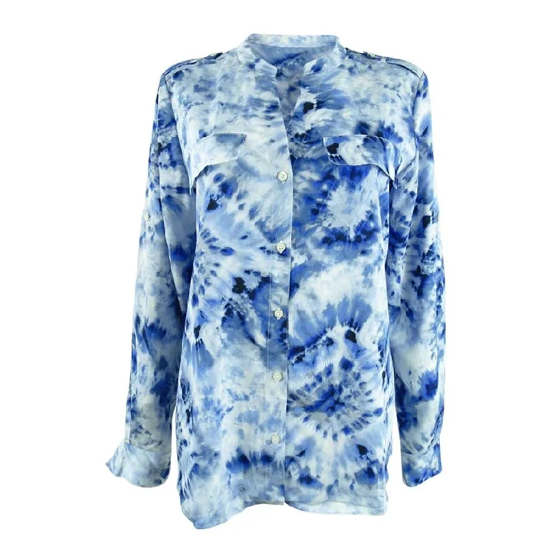 Calvin Klein Women's Tie-Dyed Shirt (M, Blue Combo)