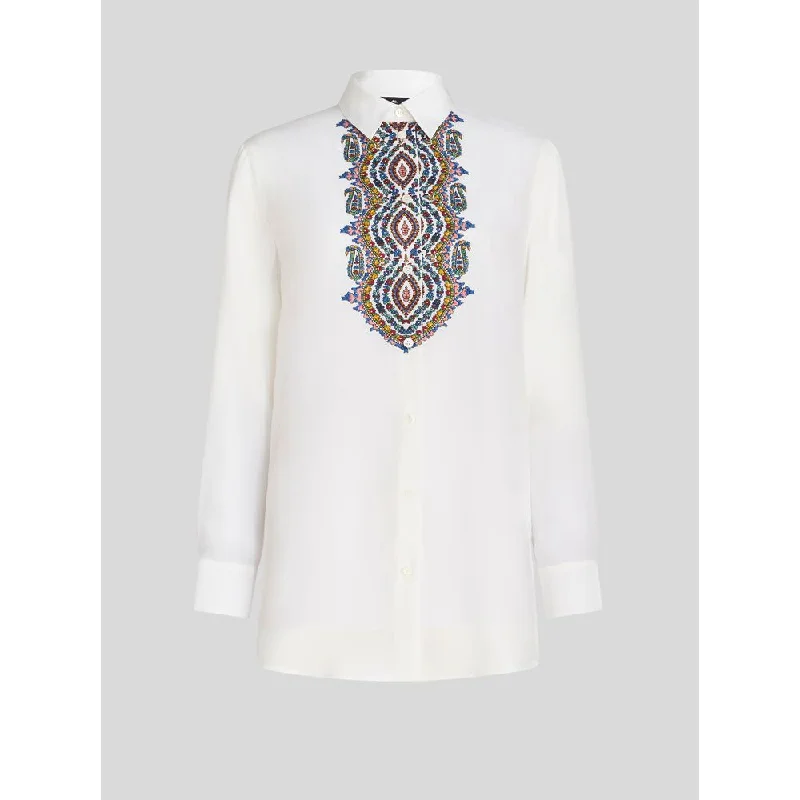 EMBROIDERED CRÊPE DE CHINE SHIRT