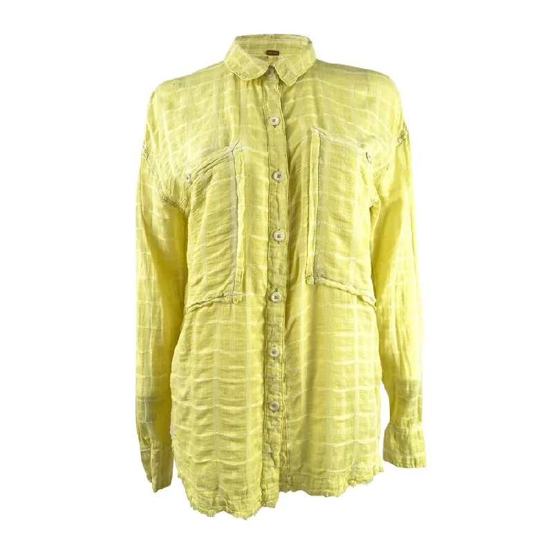 Free People Women's Loveland Button Up Shirt (S, Yellow)