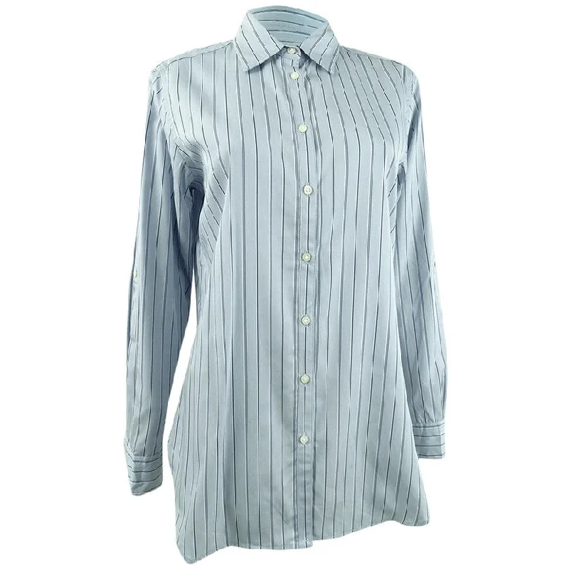 Lauren by Ralph Lauren Women's Striped Roll-Tab-Sleeve Shirt