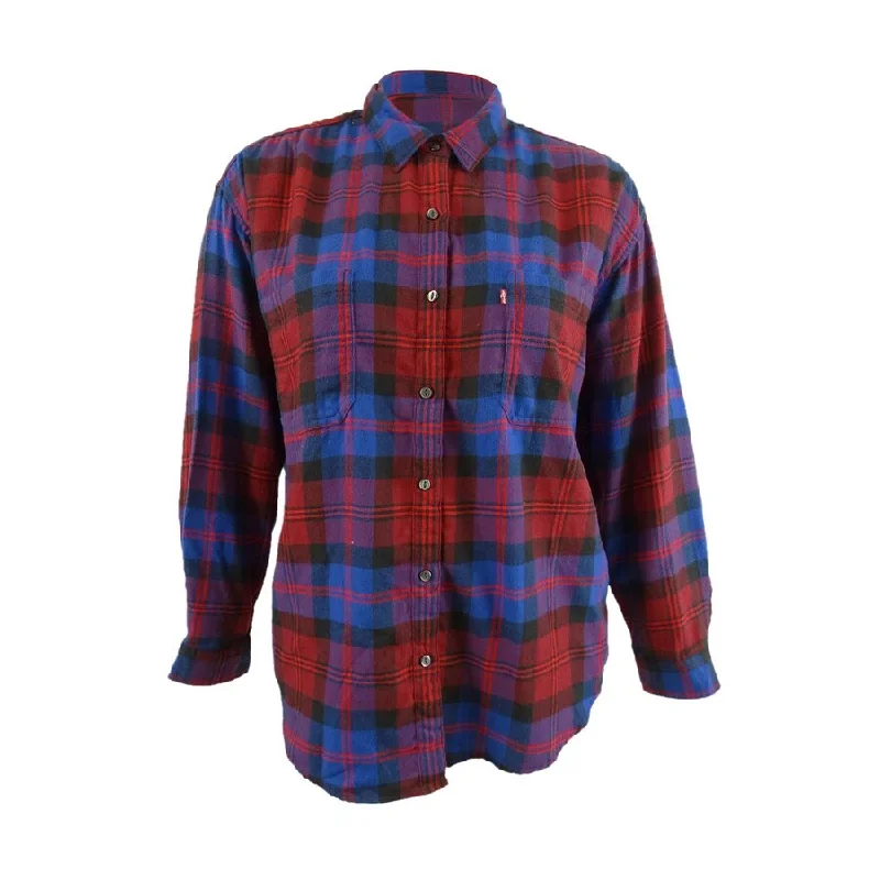 Levi's Women's Utility Shirt (XL, Warm Cabernet Plaid)