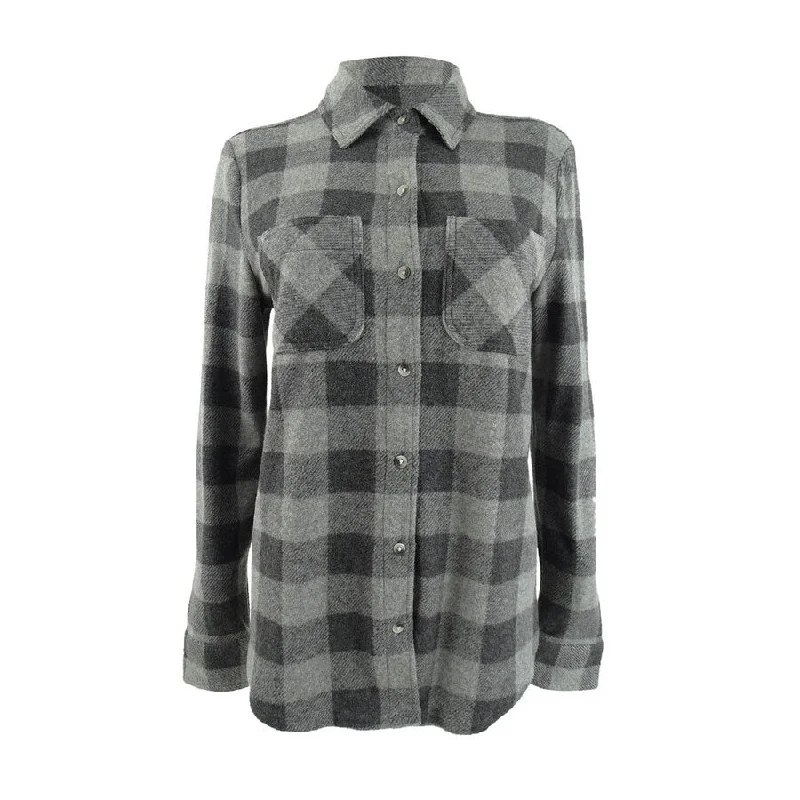 Lucky Brand Women's Cotton Boyfriend Shirt (S, Grey)