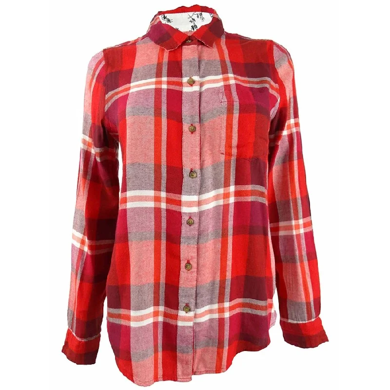 Lucky Brand Women's Plaid Shirt (XS, Red/Orange Multi)