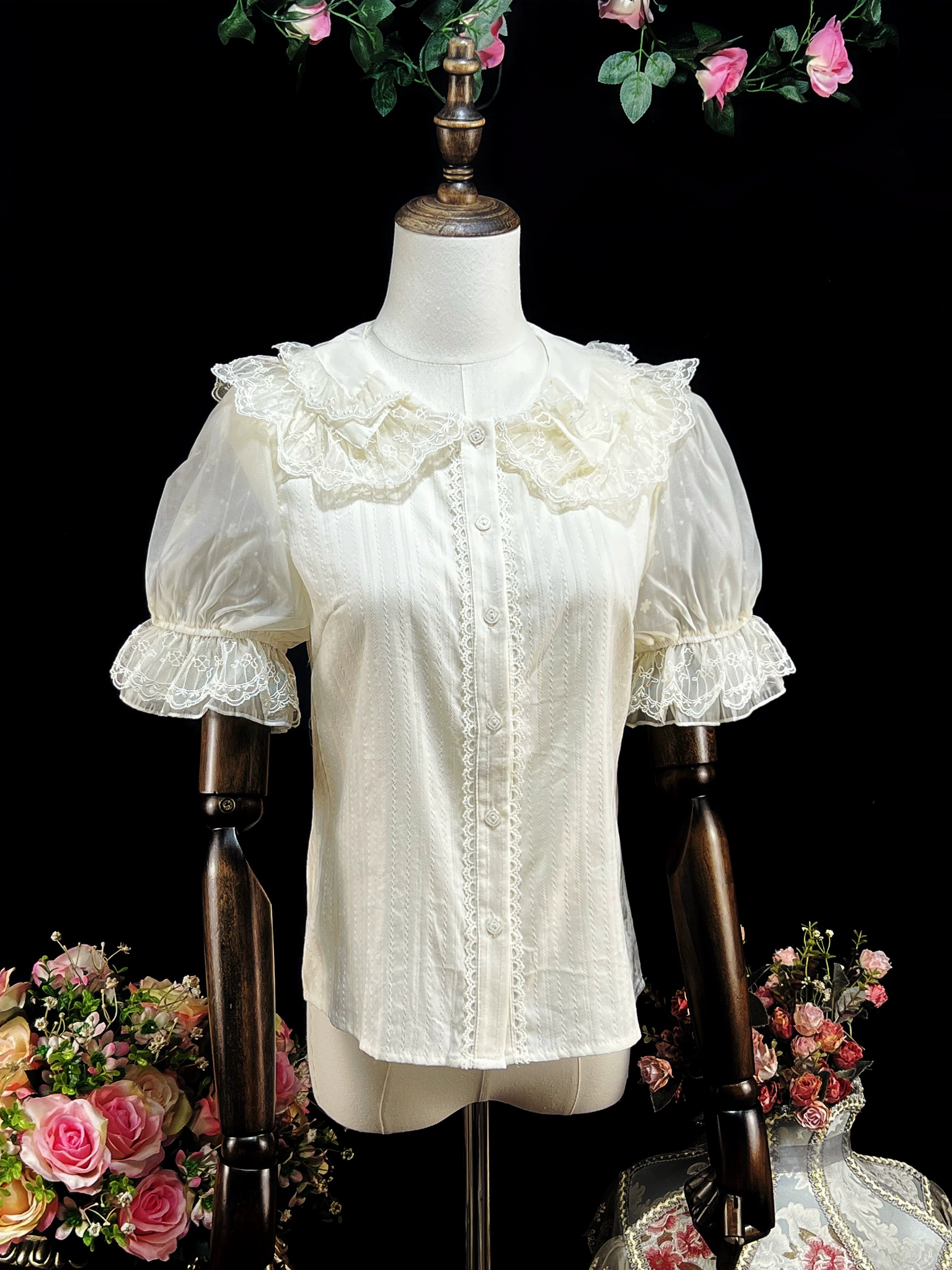 DMFS~Sweet Lolita Shirt Cotton Lolita Blouse Doll Collar