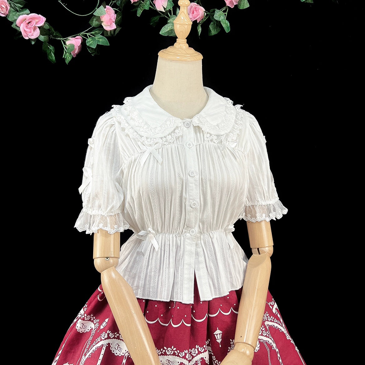 DMFS Lolita~Sweet Lolita Shirt Doll Collar Blouse High-waisted