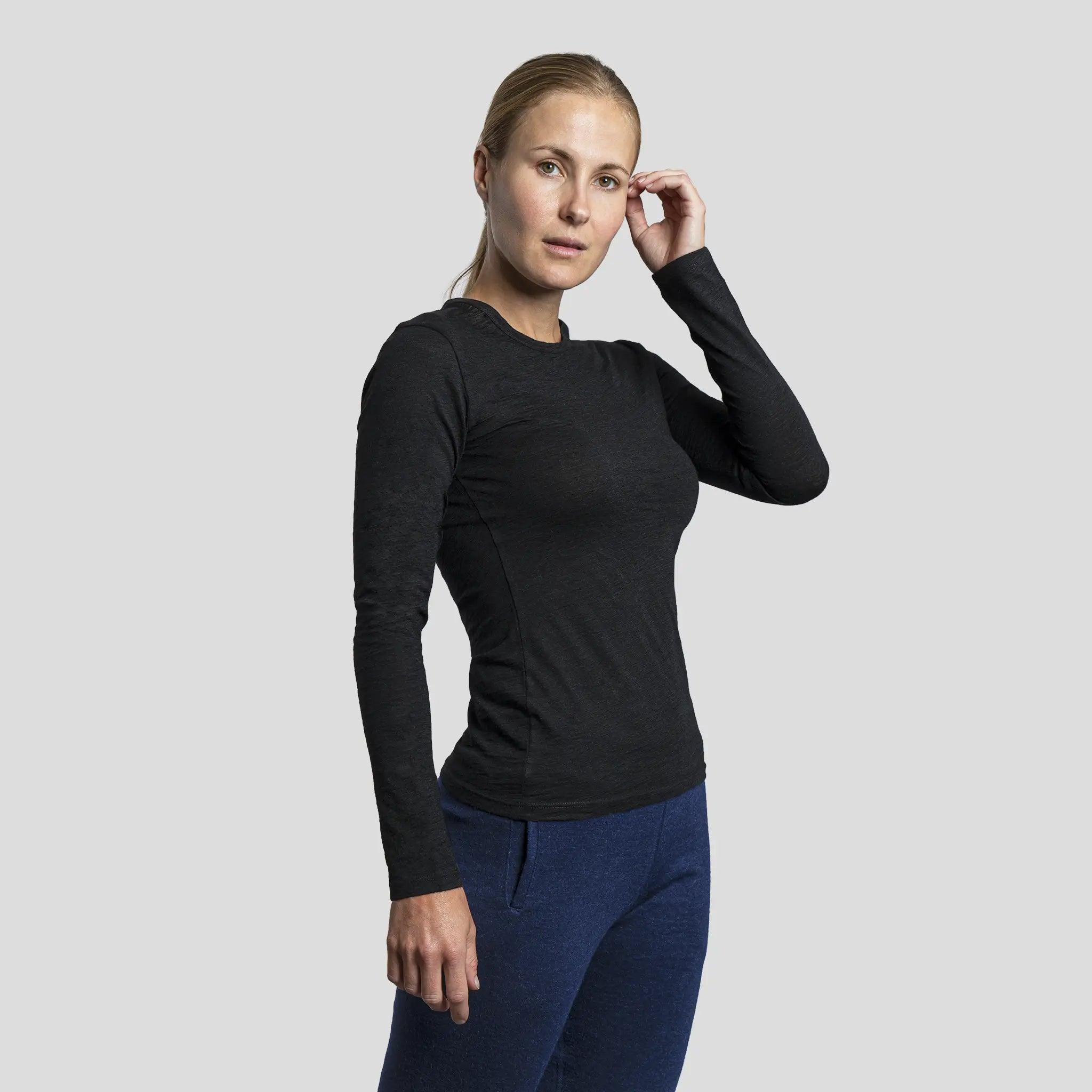 Women's Alpaca Wool Long Sleeve Shirt: 160 Ultralight