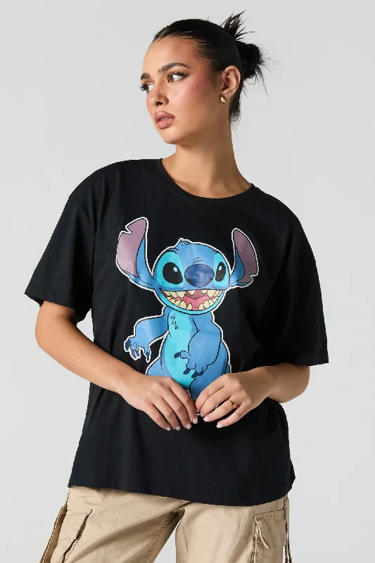 Stitch Graphic Black Boyfriend T-Shirt