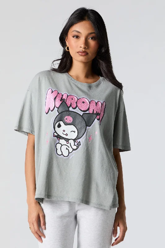 Kuromi Sparkles Graphic Boyfriend T-Shirt