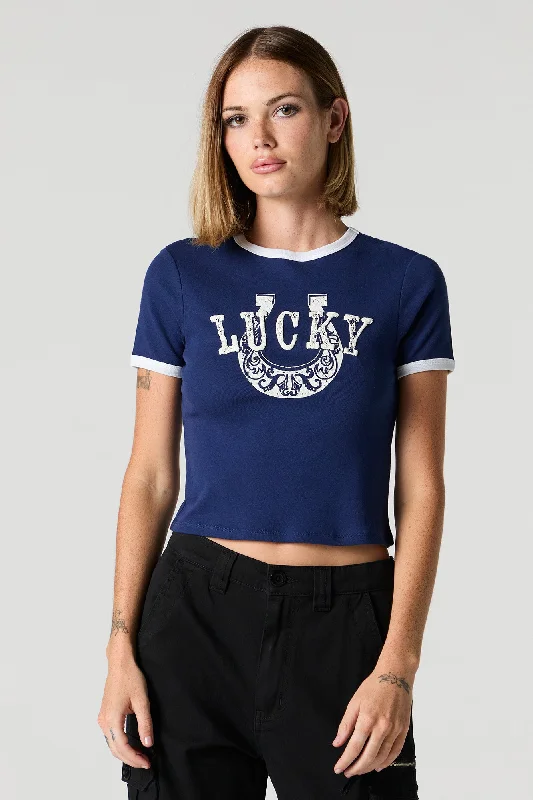 Lucky Graphic Ringer T-Shirt