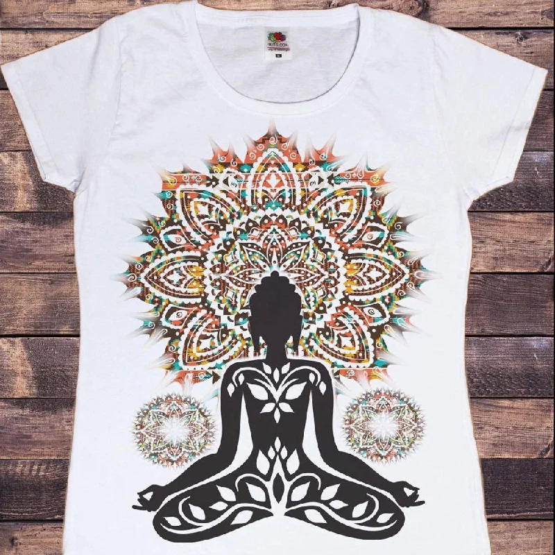 Short-Sleeve Buddha Wheel Meditation Print T-Shirt