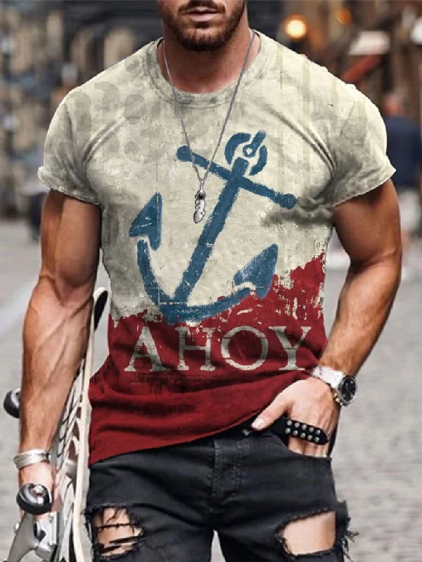 Designer anchor print T-shirt