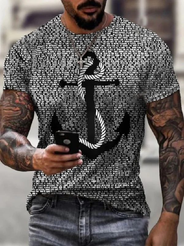 Designer vintage anchor print T-shirt