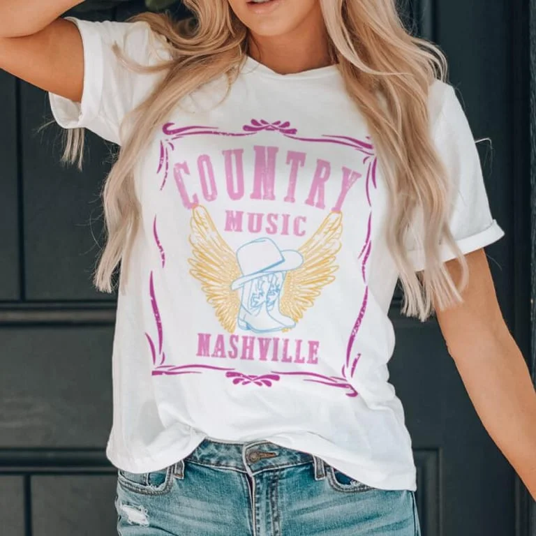 Nashville Graphic T-shirt with European and American Country Music Theme